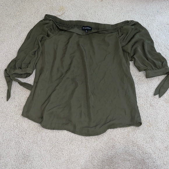 My Michelle Tops - Olive green off the shoulder top